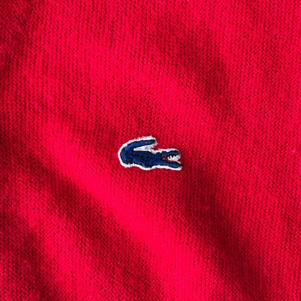 Vintage Izod Lacoste Red Cardigan Sweater Mens Medium Orlon Acrylic V-Neck Logo